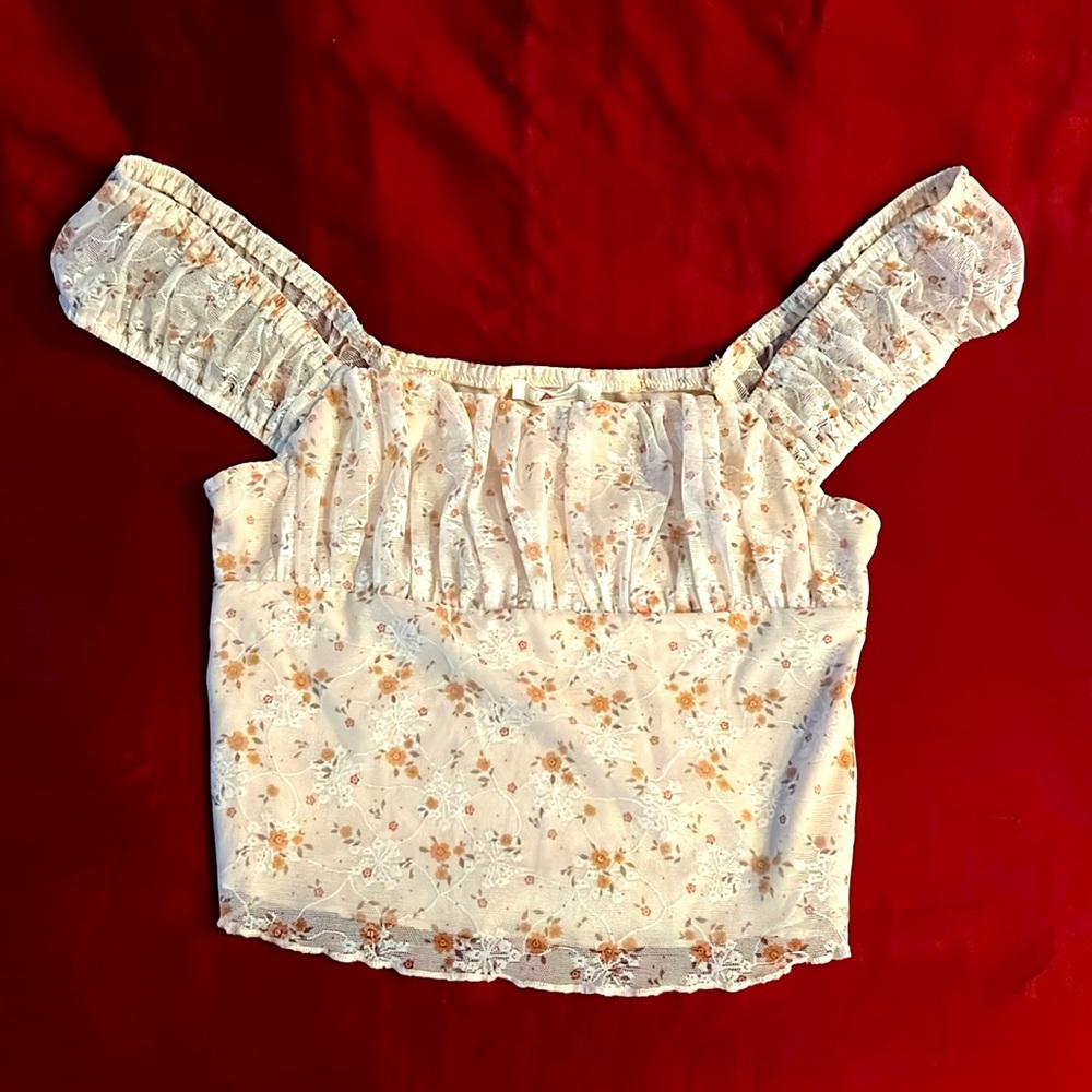 Full Tilt Cream Ruched Smocked Tank Top